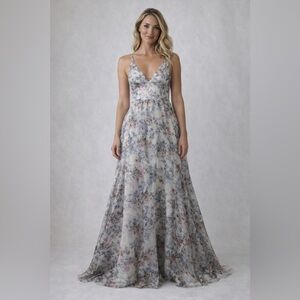 Lulu's Chiffon Floral Maxi Dress